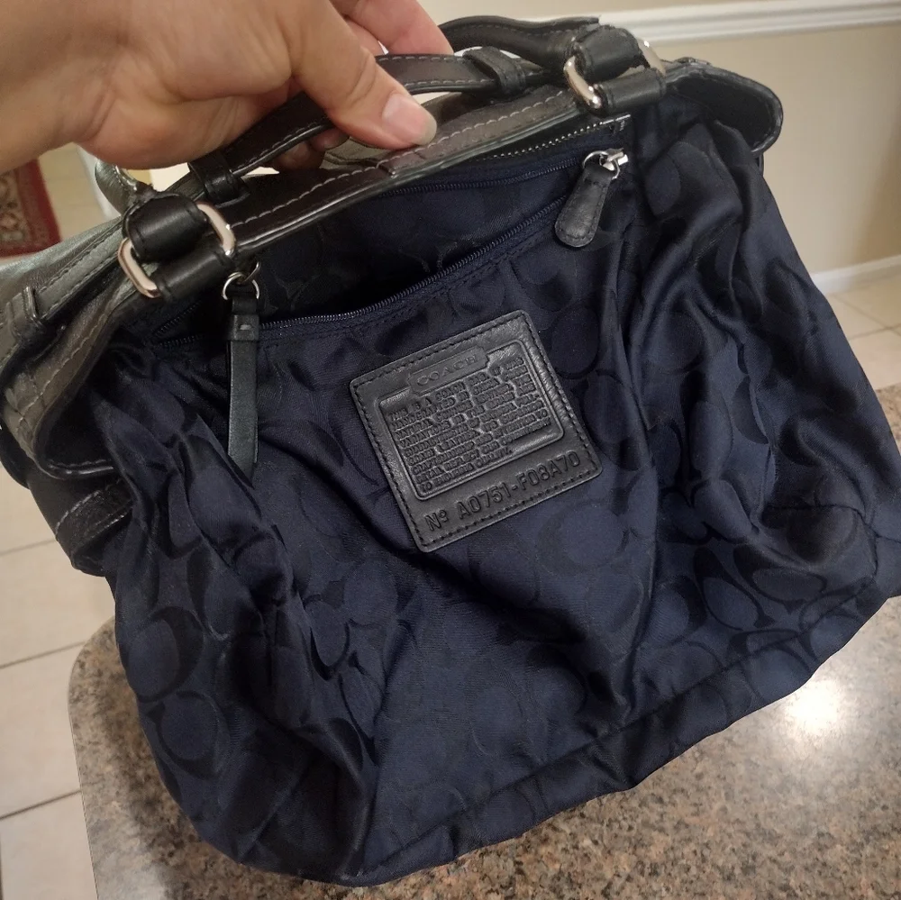 Coach Hamptons Black Leather Satchel